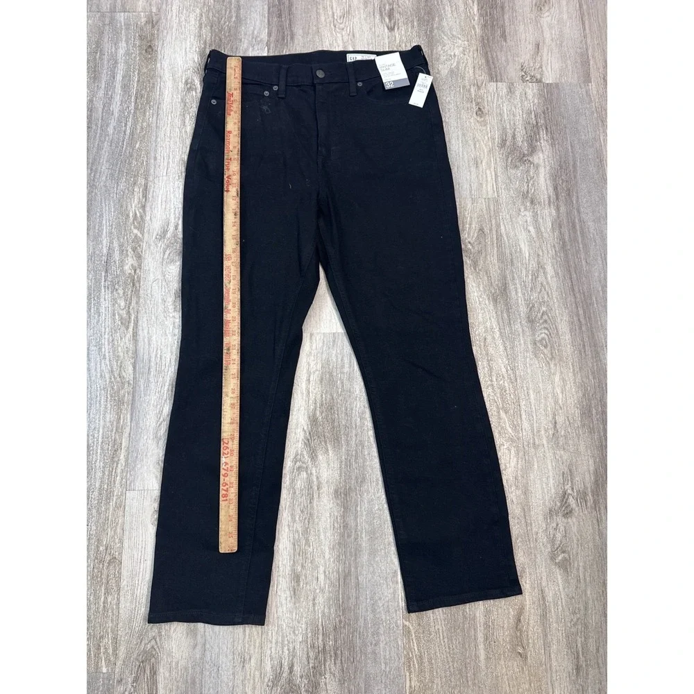 GAP Vintage Slim High Rise Jeans Womens 32 14R Black Stretch Ankle Denim‎ NEW